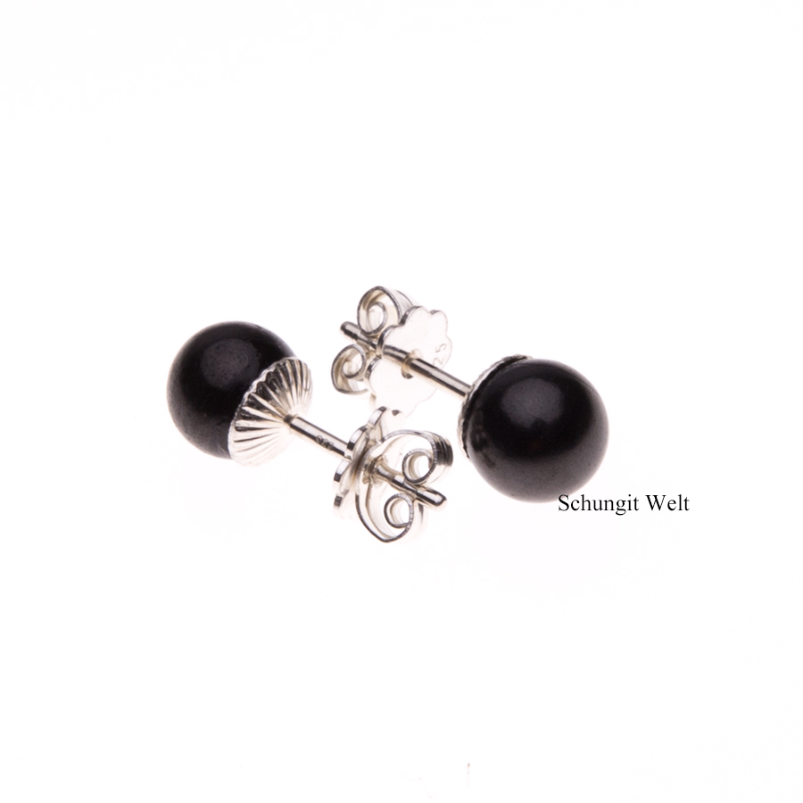 8 mm 9 mm Würfel Schungit & Shungit Ohrringe mit Perlen / Zertifikat